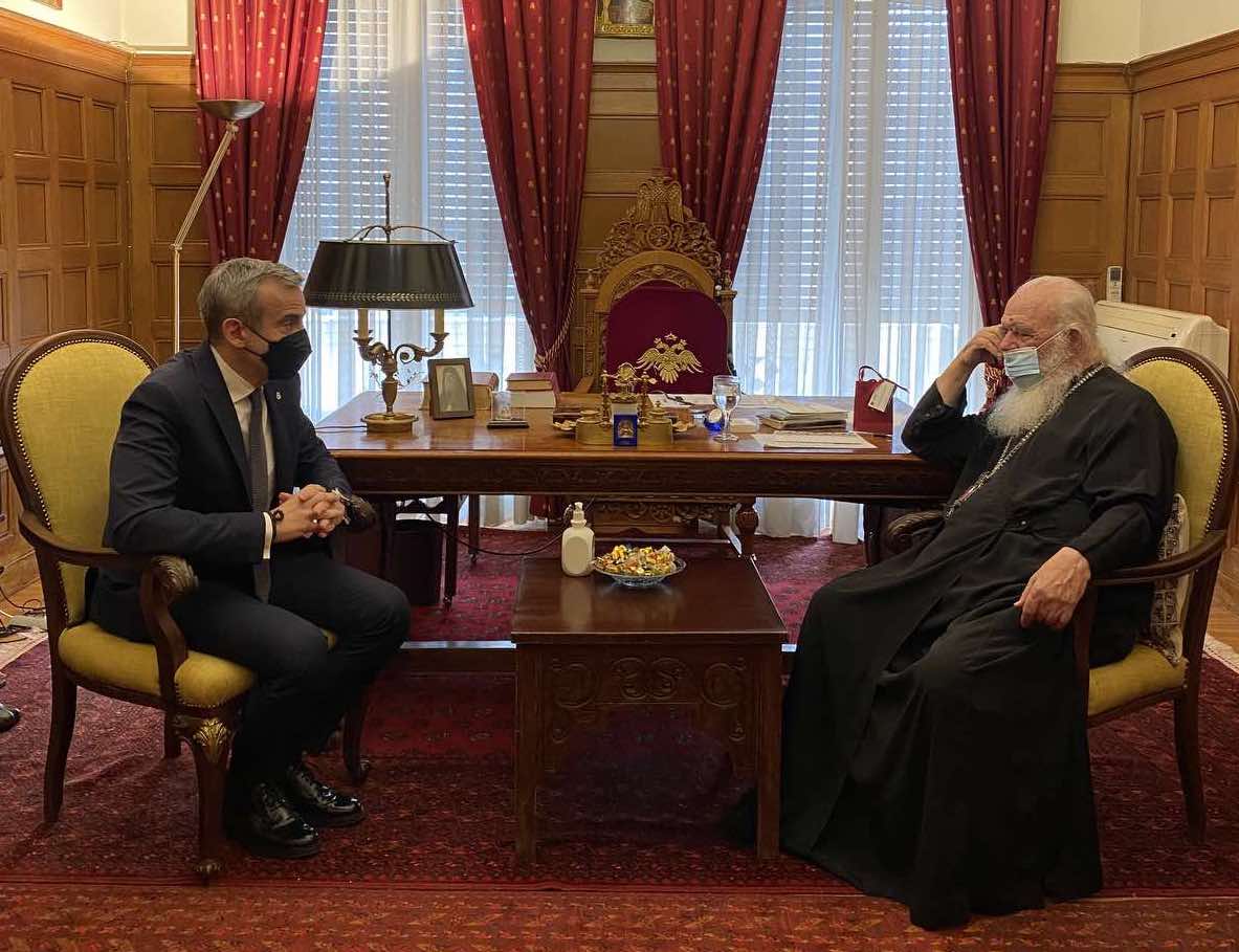 Read more about the article Με τον Αρχιεπίσκοπο Αθηνών και πάσης Ελλάδος Ιερώνυμο συναντήθηκε ο Δήμαρχος Θεσσαλονίκης Κωνσταντίνος Ζέρβας